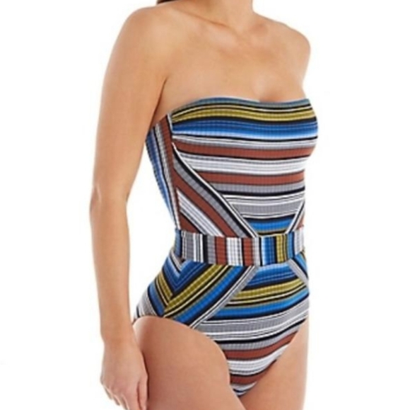 Becca striped one piece open back swimsuit - Picture 2 of 8